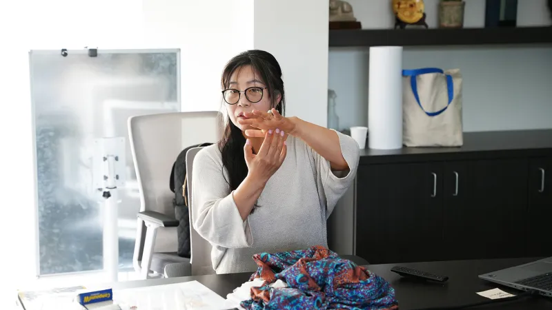 Teacher at desk